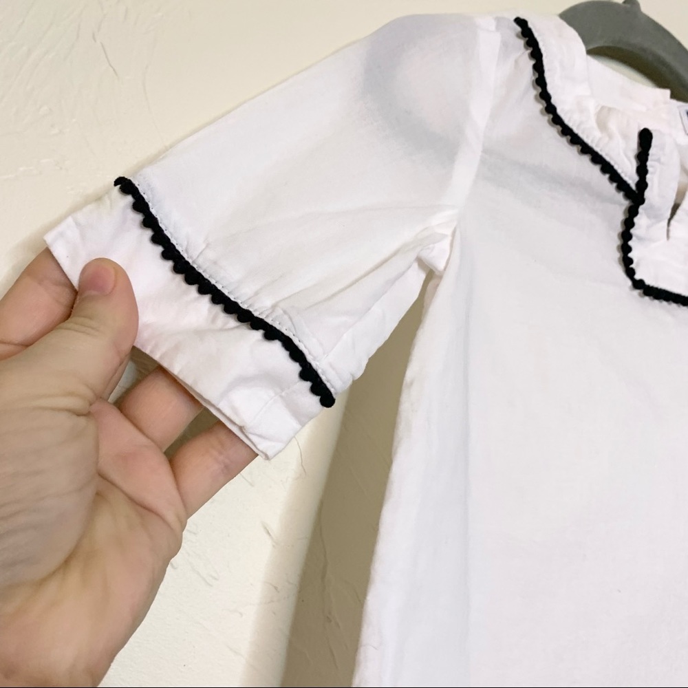 JANIE AND JACK Baby Girl White Popover Scallop Trim Blouse 6-12 Months - Picture 3 of 5